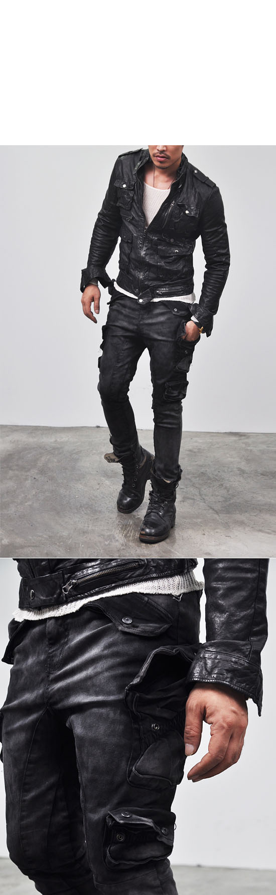 Re) Mens Storm Clouds Wax Skinny CargoJeans 101 Fast Fashion Mens